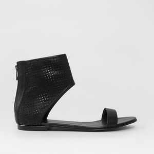 AllSaints Kleo Leather Ankle Cuff Sandals